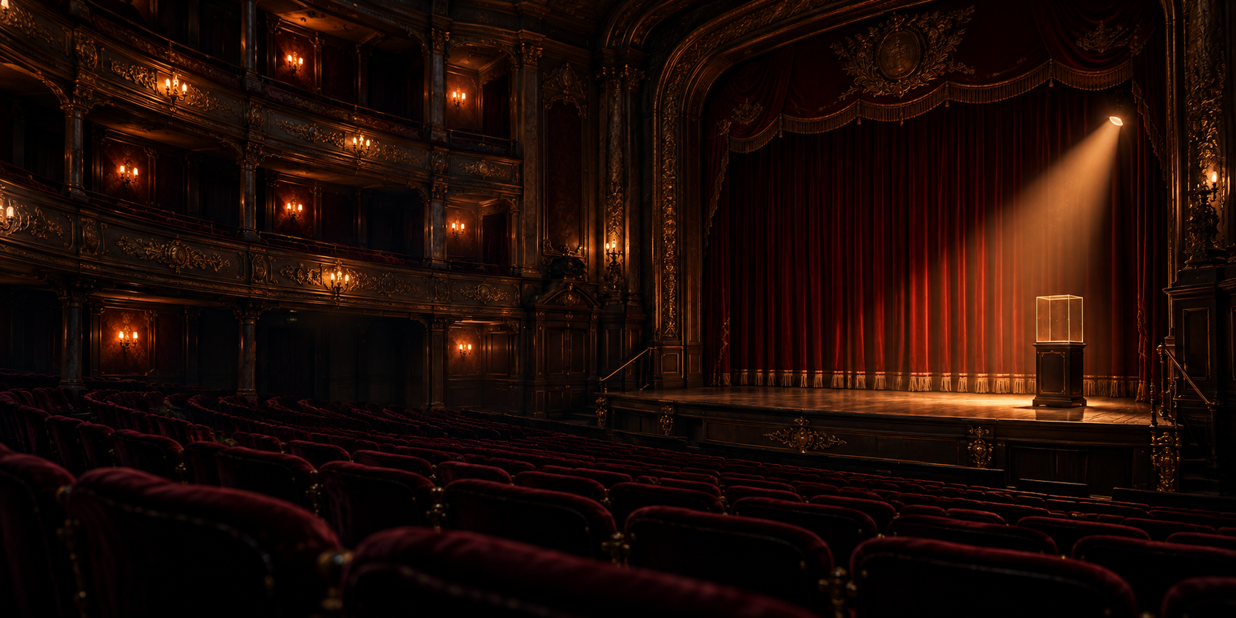 The Orpheum theatre under an amber spotlight